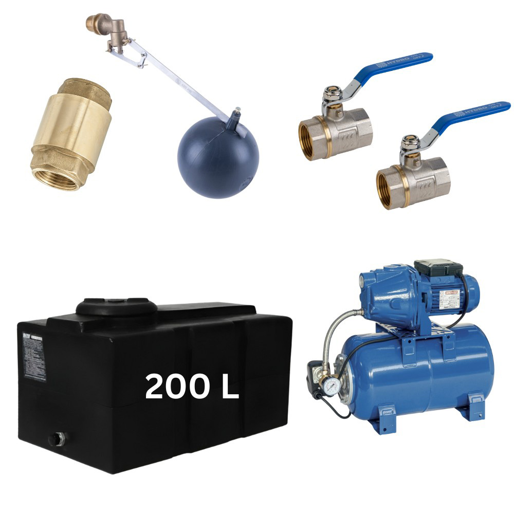 Kit „Trinkwasser 200L“ mit Wassertank Loft Mavil (schwarz) und Hauswasserwerk Speroni | Trinkwassertanks |  |